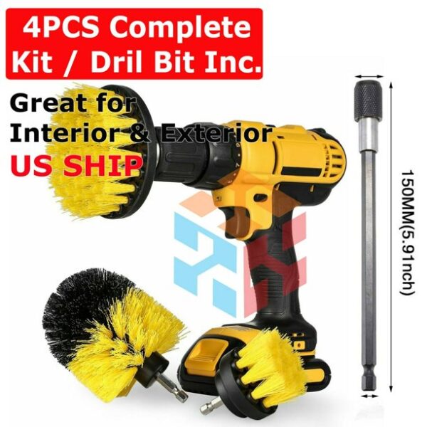 Frentaly All Purpose Power Scrubber Drill Brush Bit Nylon Attachment Set Bathroom Surface Cordless Cleaning Kit