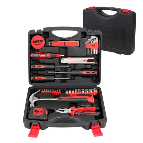 DNA Motoring TOOLS-00011 DNA MOTORING Red 46 PCs Home Tool Set Electonic Repair Precision Screwdriver Voltage Tester Hammer Plier DIY Kit