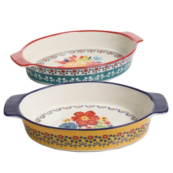 The Pioneer Woman Fiona Floral 2-Piece Ceramic Oval Bakers Set