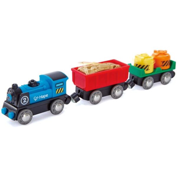 Hape Kids Battery Powered Rolling Stock Cargo Railway Train Engine Toy Kit Set