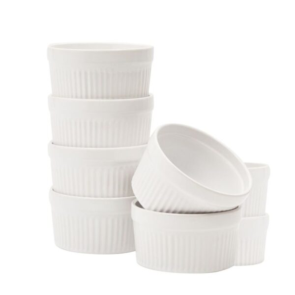 8 Pcs Set 8 oz White Ceramic Ramekins, Souffle Dish, Ramiken Set Kitchen and Baking Supplies